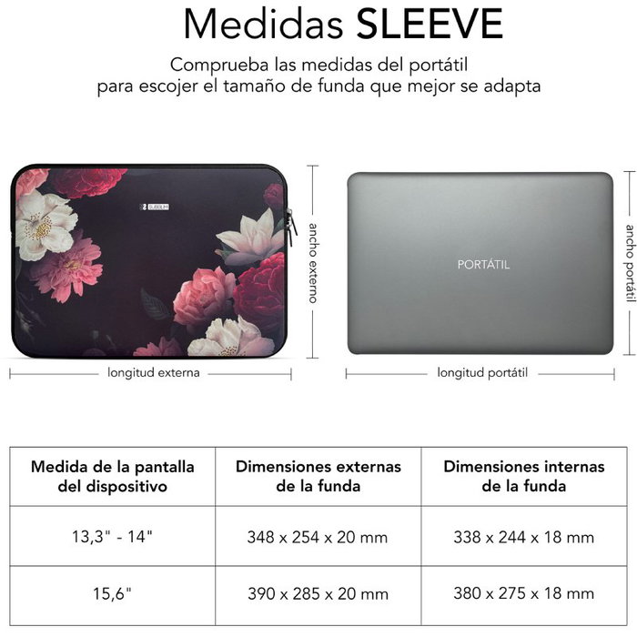 Subblim Trendy Sleeve Neo Flowers 15,6 pulgadas